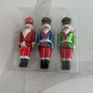 Holiday Nutcracker Ornament Trio - Red, Blue, Green